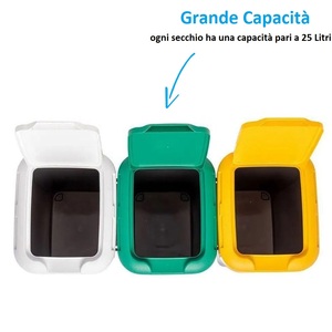 Bidone per la Raccolta Differenziata 75L 79x32x48 Cm con 3 Scomparti - Product Image 4