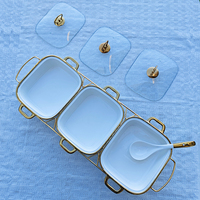 Plat Chauffant Céramique Vente Directe Usine, Ensemble Buffet avec Assiettes en Porcelaine pour Aliments, Chauffage Alimentaire 3-en-1 avec Couvercle en Verre