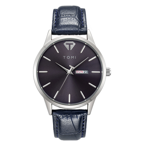 New Trending Business <b>Watch</b> Simple Design Leather Band Alloy <b>Case</b> Auto Date Calendar Daily Use Wristwatch Unisex - Product Image 5