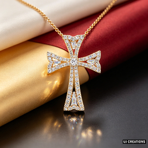 CUSTOM SILVER 10K/14K/18K GOLD PLATED LAB GROWN CVD DIAMOND CLASSIC ENGAGEMENT GIFT SWEATER <b>CHAIN</b> NECKLACE <b>CROSS</b> PENDANT - Product Image 1