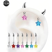 Piercing de cartilage en titane G23 ASTM F136, clou vertical hélice pentagramme, labret, bijoux de corps, vente en gros personnalisée OEM