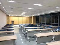 Table de formation modulaire multifonctionnelle moderne en bois et métal, extensible et pliable, avec roulettes pour salle de sport, cours et conférences