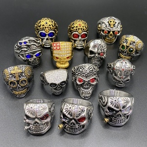 Bague Vintage en Acier Inoxydable pour Hommes, Incrustation de Diamants Bleus Taillés, Style Franc-Maçon Nouvelle Tendance, Style Éternité - Product Image 4