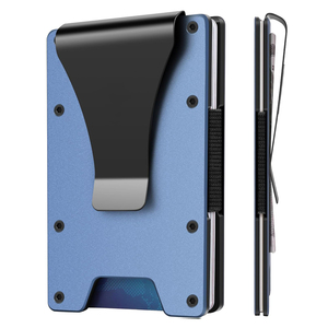 Slim Card Holder with Stainless Steel Money Clip Aluminum Alloy <b>RFID</b> <b>Wallet</b> - Product Image 1