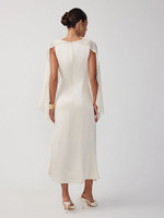 Robe longue en satin blanc Joydressing avec cape superposée, robe de soirée élégante, robe pour invitées de mariage, vente en gros, OEM personnalisé