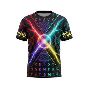 Maglietta personalizzata con rune al neon, nome personalizzato, maglietta unisex per rave, stile stregonesco e occulto - Product Image 2