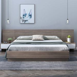 Lit de chambre moderne en bois avec cadre en MDF et mélamine, tiroirs, petite tête de lit, lit double, lit king size, lit simple avec rangement - Product Image 3