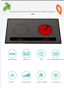 Placa de Cocción de Inducción e Infrarrojos de Dos Quemadores con Control Táctil y Deslizante - Product Image 2