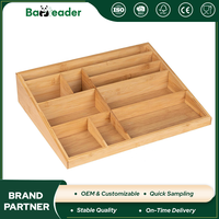 Organisateur de documents multi-fentes en bambou de qualité supérieure, organiseur de produits de soin, organiseur de bureau, plateau à documents pour coiffeuse