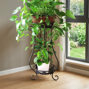 Modern <b>Metal</b> <b>Flower</b> <b>Stand</b> 60cm Height Indoor Plant Holder with Two Tiers for Green Plants Home Decor - Product Image 6