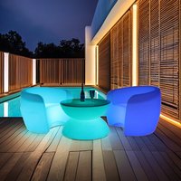 Fauteuil LED Moderne Lumineux en Forme de C, Coque Translucide Givrée, Chaise Longue Individuelle pour Bar, Boîte de Nuit, Hôtel, Piscine