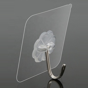 Gancio da parete gancio autoadesivo quadrato fissato al muro <span class=keywords><strong>ganci</strong></span> e binari trasparenti abbigliamento adesivo in plastica resistente in stock - Product Image 2