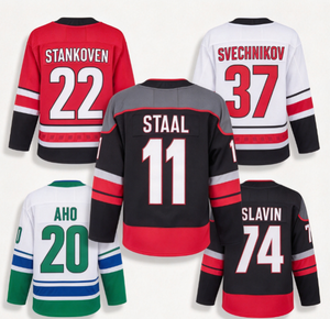 Maillot de hockey des Hurricanes # 11 # 22 Stankoven # 37 # 20 Aho # Collection d'uniformes cousus pour hommes Slavin 74 - Product Image 1