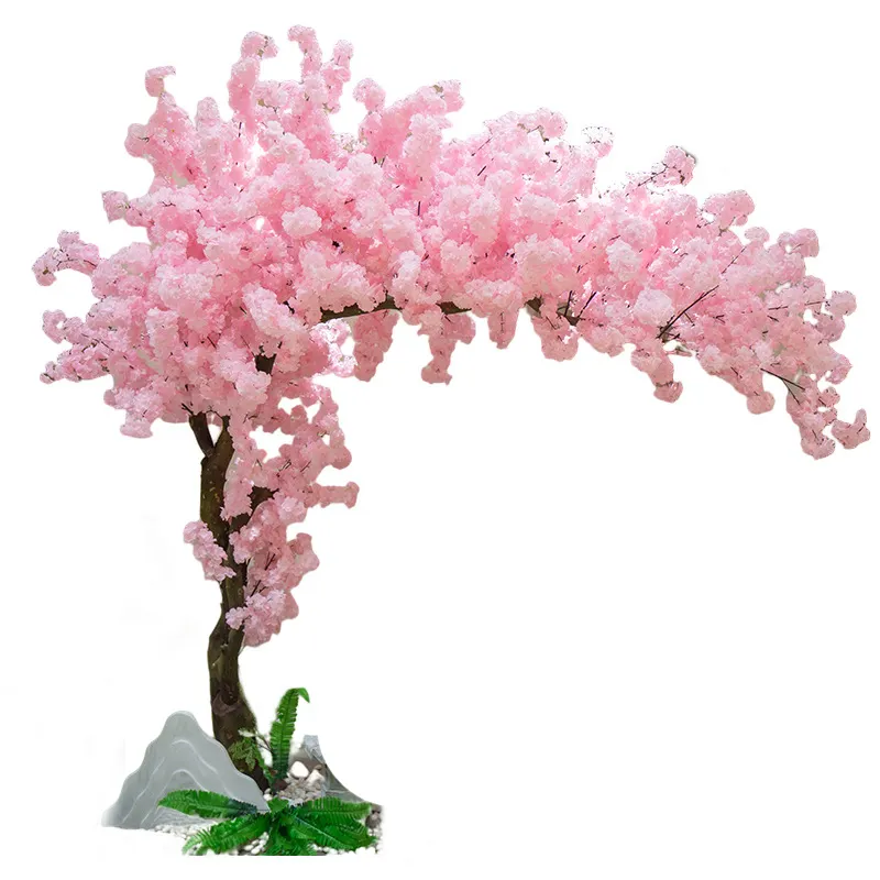 फैक्टरी कस्टम के लिए फाइबर ग्लास बड़े कृत्रिम चेरी खिलना पेड़ बड़ा आउटडोर शादी centerpiece सजावट गुलाबी सफेद रेशम फूल