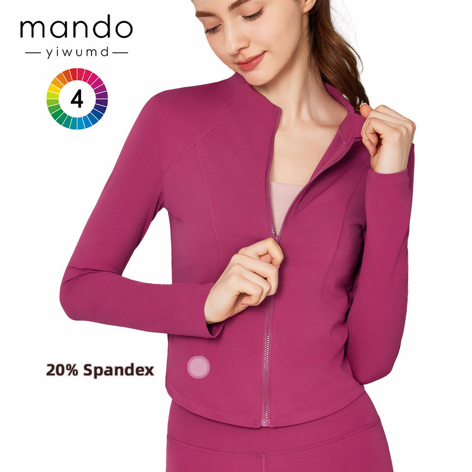 Newest Styles Women's Workout Jackets Stand Up Collar Running Sports Top Full Zip Long Sleeve Gym Fitness Yoga Jacket For Women