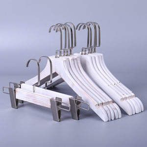 Luxury Pearl Nickel <strong>Hook</strong> Wash <strong>White</strong> Wooden <strong>Coat</strong> Hanger for Clothes - Product Image 2