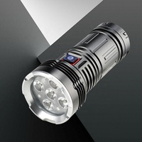 Torche LED rechargeable USB en alliage d'aluminium étanche à haute luminosité Grand projecteur Longue durée de vie de la batterie IP65 Tactique