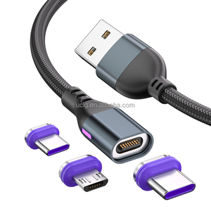 سلك هاتف محمول مجدول من النايلون مقاس 3 أقدام 3.3 أقدام و 6.6 أقدام 3 في 1 USB مغناطيسي 3A شحن سريع - Product Image 1