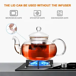 CnGlass personalizza il Set da tè in vetro trasparente con tazze Set di teiere e tazze in vetro borosilicato sicuro con piano cottura