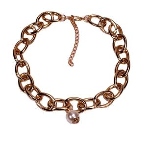 Collar de perlas con cadena gruesa dorada y colgante de perla para mujer, uso diario. - Product Image 5