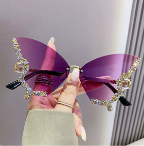 Gafas de Sol de Mariposa sin Montura con Pedrería Brillante, Gafas de Sol con Degradado de Color en Forma de Mariposa para Mujer - Product Image 5