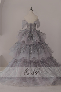 Ruolai-<span class=keywords><strong>vestido</strong></span> de noche de diseñador sin tirantes LWC6788, púrpura, <span class=keywords><strong>lila</strong></span>, <span class=keywords><strong>para</strong></span> fiesta, con plumas escalonadas, sin hombros, <span class=keywords><strong>para</strong></span> <span class=keywords><strong>mujer</strong></span> - Product Image 2
