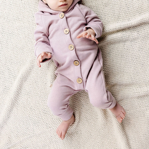 Custom New Autumn <strong>Winter</strong> Newborn <strong>Clothes</strong> Boys' Girls' <strong>Baby</strong> Hooded Jumpsuit Solid Color Romper Cotton Organic Infant Jumpsuit - Product Image 6