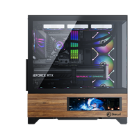 Boîtier PC KINPOWER en bois et verre trempé avec écran LCD, idéal pour le gaming, micro-ATX, maille, entièrement personnalisable – Nouveauté très prisée