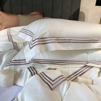 Parure de Lit Luxe 100% Coton 400 Fils Broderie Logo Collection Maison Taille Queen