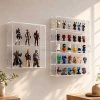 Boîte de présentation en acrylique transparente rotative magnétique personnalisée, cube, mini vitrine murale en acrylique pour figurines