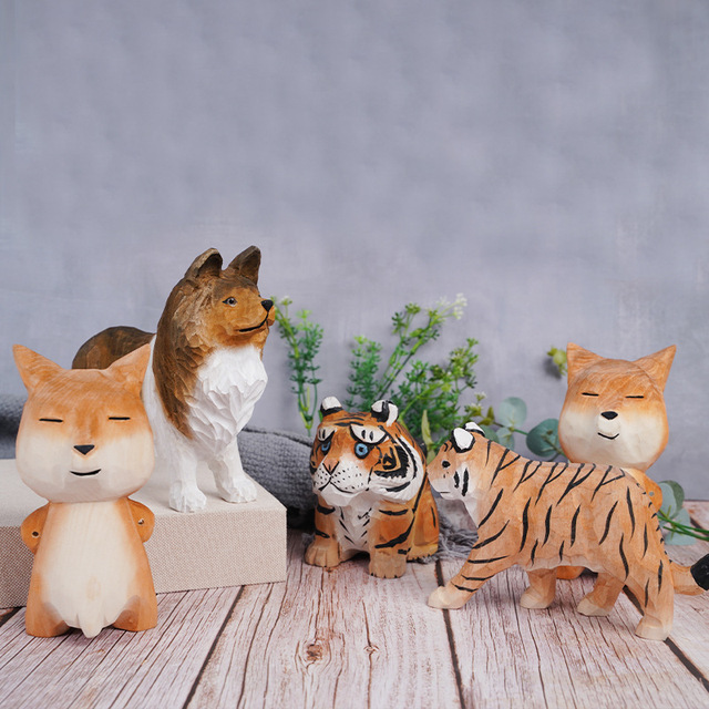 Wooden Tiger Chinese Zodiac Animal Figurine Children's Toy Unisex Original Packaging