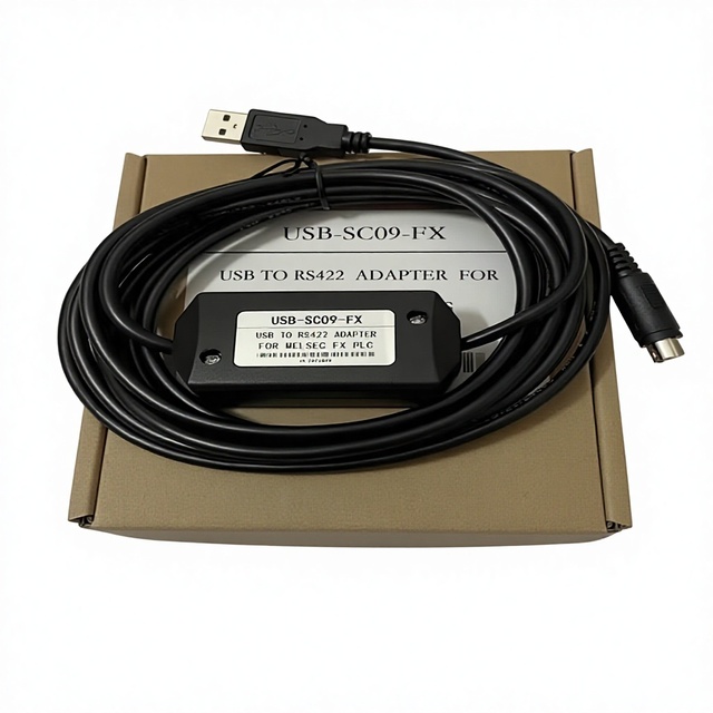 Mitsubishi PLC Programming Cable for Fx3U/1N/2N Models USB to RS422 Adapter Cable USB-SC09-FX Download Cable