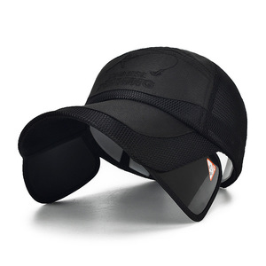 <b>Summer</b> Outdoor Sun Protection Baseball Cap Breathable Mesh Drawstring Brim For Men Women Adult Sports <b>Hat</b> Black - Product Image 4