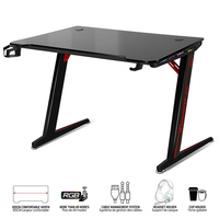 Bureau de jeu RGB de haute qualité des Émirats arabes unis, bureau d'ordinateur LED avec support pour casque pour le jeu