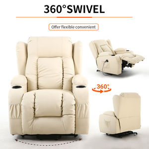 Premium Beheizbarer Massagesessel mit Relaxfunktion Elektrisch Dreh- & Schaukelfunktion Ledersofa | Einzel-Gleitsessel für Wohnzimmer - Product Image 6