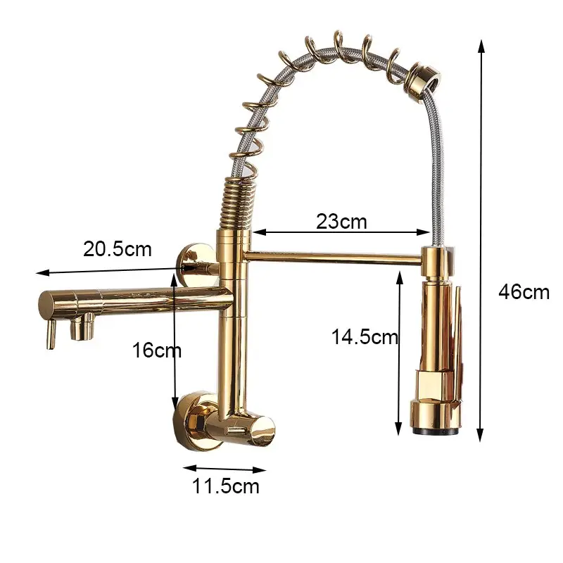 Modern Spring Pull Down Sprayer Single Cold Water Mixer Wall Mounted Faucet 360 Rotation Kitchen Faucets OEM Contemporary Hotel