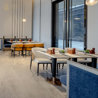 Ensemble de mobilier commercial JEILI pour restaurant : banquette en tissu de luxe moderne, table en marbre et chaise en bois – Conception d'usine