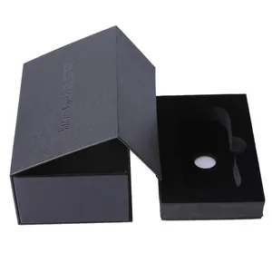 Contenitore regalo di chiusura magnetica nero di cartone rigido di carta di lusso personalizzato scatola regalo magnetica con inserto in schiuma di spugna EVA