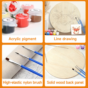 Orfon. ทาสีด้วยตัวเลขบนชิ้นไม้งานศิลปะกวางเรนเดียร์คริสต์มาสโชคดีของตกแต่งจี้ศิลปะทำจากไม้ทรงกลม - Product Image 3