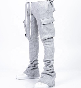 Mode cordon pile hommes pantalons <span class=keywords><strong>Baggy</strong></span> Streetwear Cargo <span class=keywords><strong>Hip</strong></span> <span class=keywords><strong>Hop</strong></span> Style hommes Fit Skinny empilé pantalon <span class=keywords><strong>Jogging</strong></span> logo personnalisé - Product Image 5