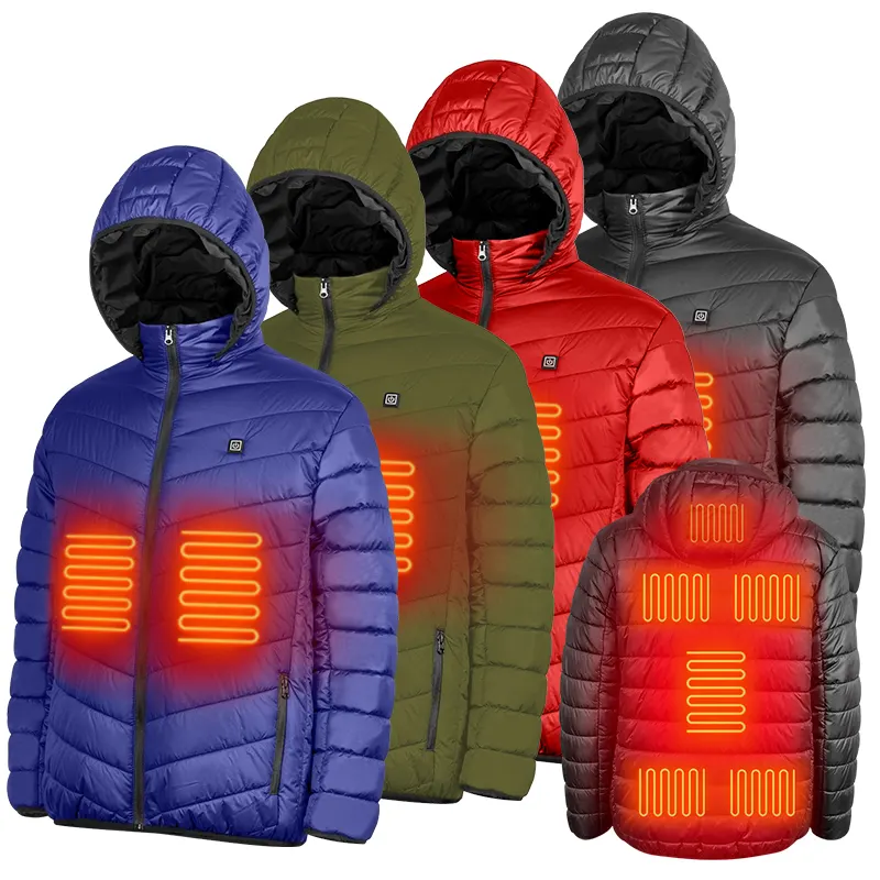 Veste d'hiver à capuche avec logo personnalisé Veste imperméable pour hommes Vestes chauffantes personnalisées Manteau chauffant thermique électrique