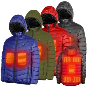 Custom Logo Winter Hood Puffer Jacket Waterproof Mens Jacket Outerwear Custom Heated Jackets Electrical Thermal Heated Coat