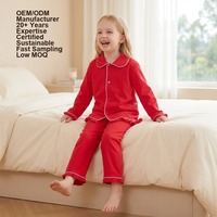 Ensemble de pyjama pour filles, couleur personnalisée OEM ODM, boutons sur le devant, vêtements de nuit en coton, ensembles de vêtements pour filles