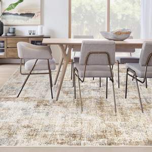 <span class=keywords><strong>Tapis</strong></span> d'intérieur abstraits modernes 8x10 à poils ras lavables doux résistants aux taches beige pour salon grande taille salle à manger bleu brun - Product Image 2
