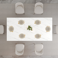 Table à manger en marbre blanc moderne de luxe sur mesure avec armoire de rangement, grande table rectangulaire pour salle à manger, pour cuisine, 4-6 places