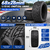 Pneus en caoutchouc RCXAZ 68x28mm 1/10 pour voiture RC, pneus de course sur route, sans roues, pour ARRMA HSP Traxxas