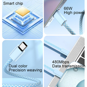 Câble de charge tressé 2M 6FT Type C vers Type C pour <span class=keywords><strong>iPhone</strong></span> 60W Charge rapide Données Câble USB C - Product Image 2
