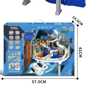 Circuit de garage de réparation automobile avec voitures de <span class=keywords><strong>police</strong></span> sonores et lumineuses, ensemble de 8 voitures en ABS, <span class=keywords><strong>jouet</strong></span> éducatif à assembler soi-même pour enfants - Product Image 3