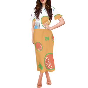 Vendita calda all'ingrosso personalizza i modelli di Design e i loghi che ti piacciono i vestiti a girocollo Sexy aderenti da donna manica svasata - Product Image 3