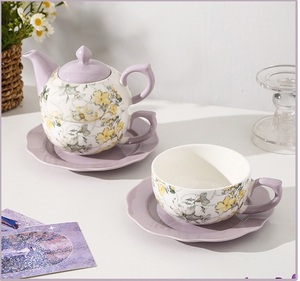 Service à thé en céramique MSH Blue Iris pour salon de thé, cadeau commercial, service à thé en céramique - Product Image 4